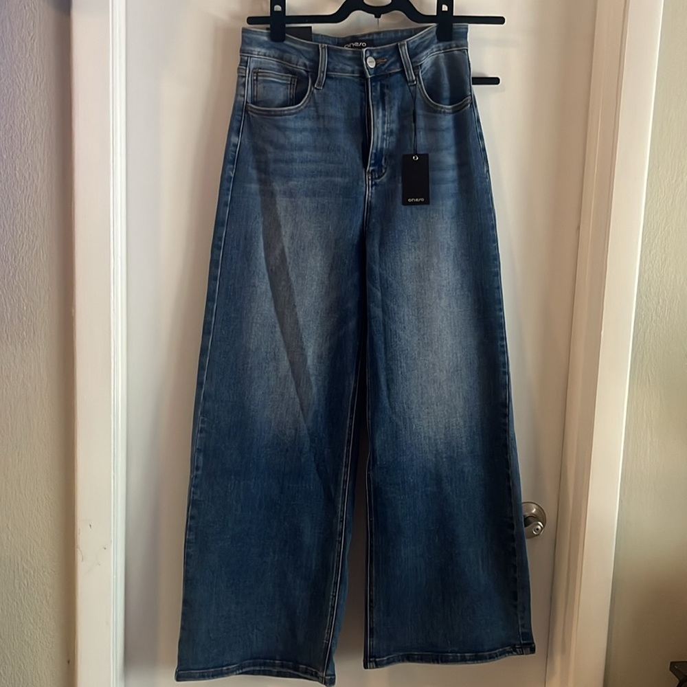 ONESO tik tok viral Wide Leg Blue Denim Jeans 28